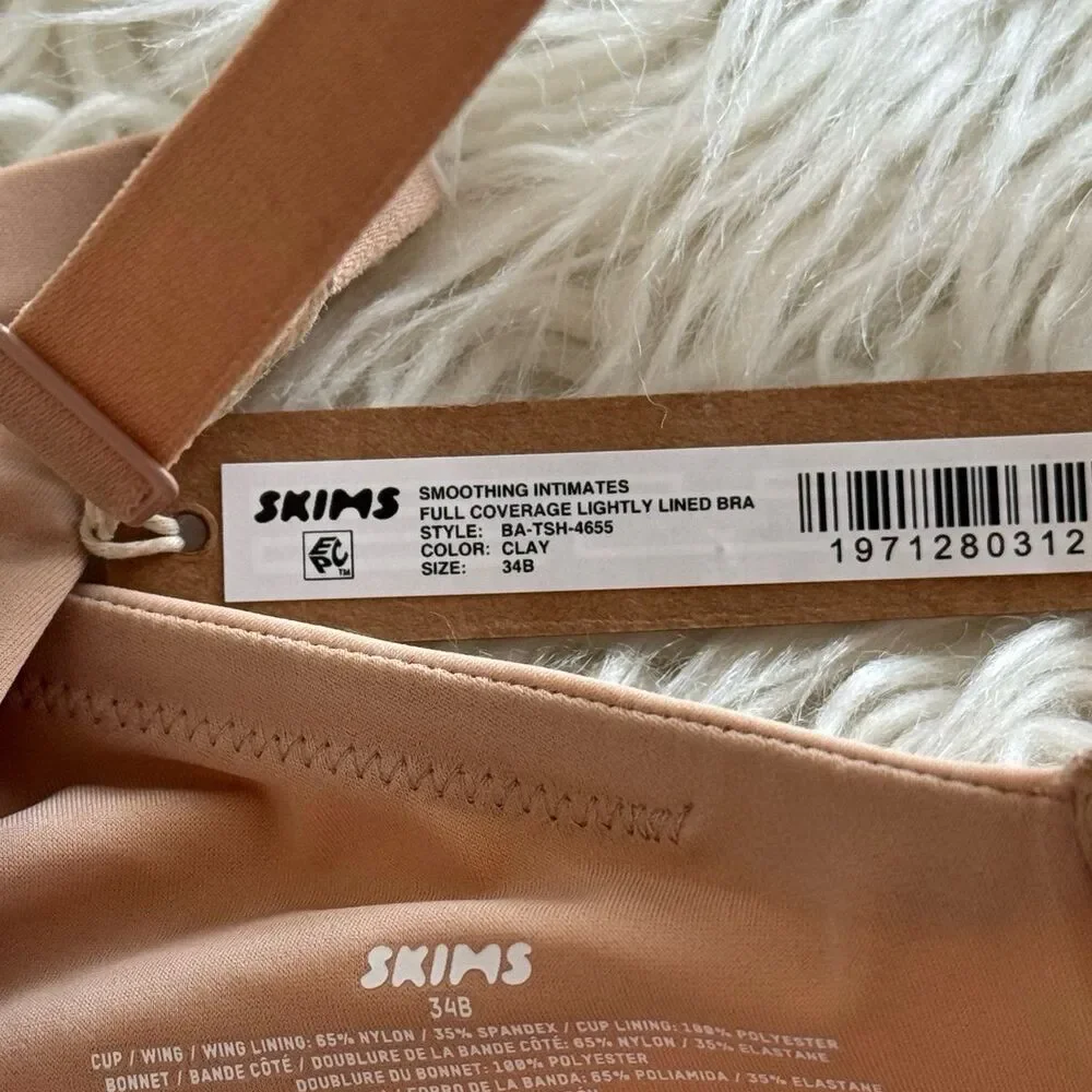 Skims Smoothing Intimates Full Coverage Lightly Lined Bra Clay Size 34B - Picture 8 of 8